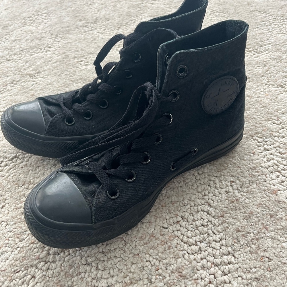 Solid Black Converse High-Tops - image 1